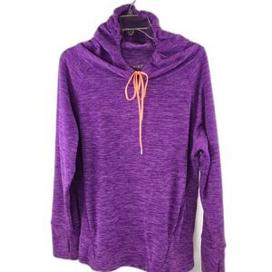 Lukka Womens Medium Pullover Sweatshirt Heather Purple Hood Hoodie w/ Pockets M